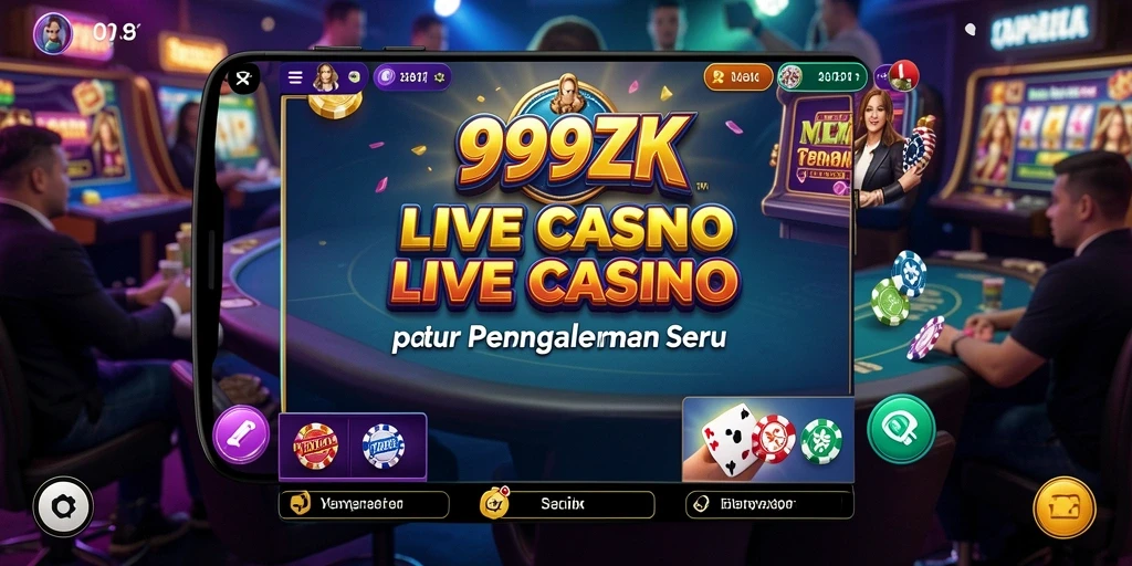 Screenshot gameplay 999ZK menunjukkan dealer live yang profesional dan lingkungan bermain yang menarik.