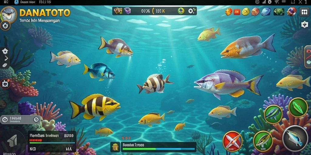 Screenshot gameplay <strong>DANATOTO</strong> yang menunjukkan aksi tembak ikan yang seru.