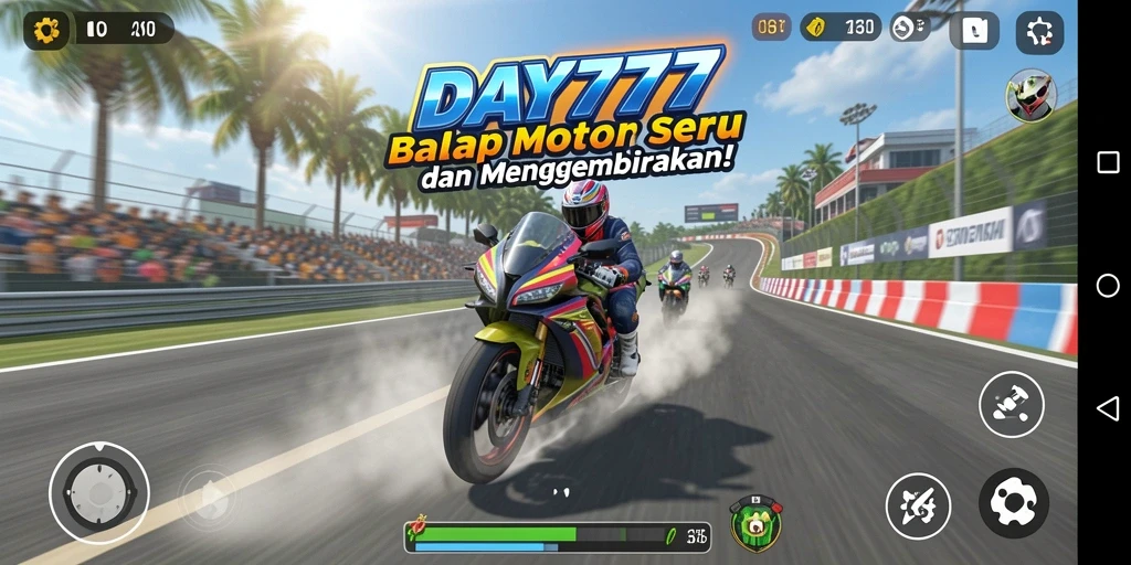 Tampilan menarik dari gameplay balap motor DAY777 yang mendebarkan.