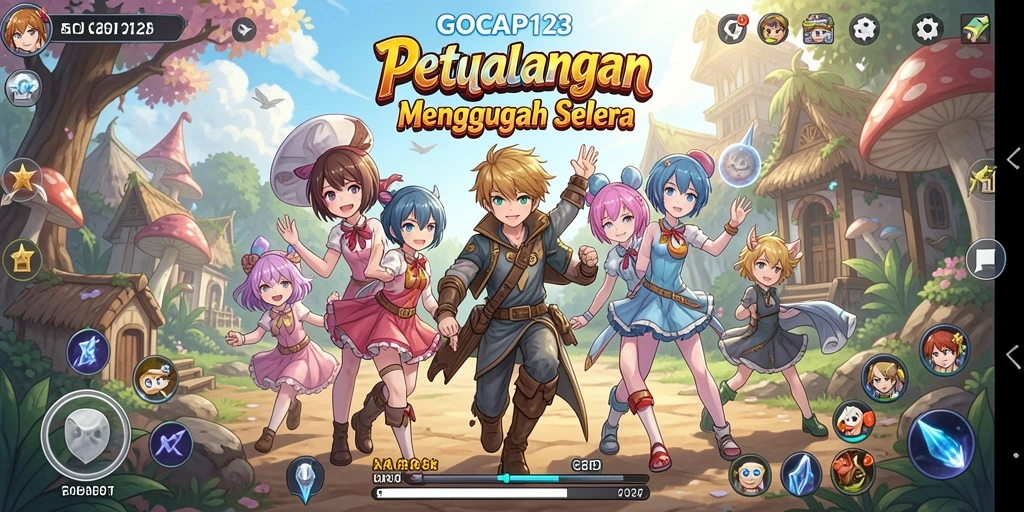 Tampilan gameplay GOCAP123 dengan karakter Anime yang colorful dan action seru.