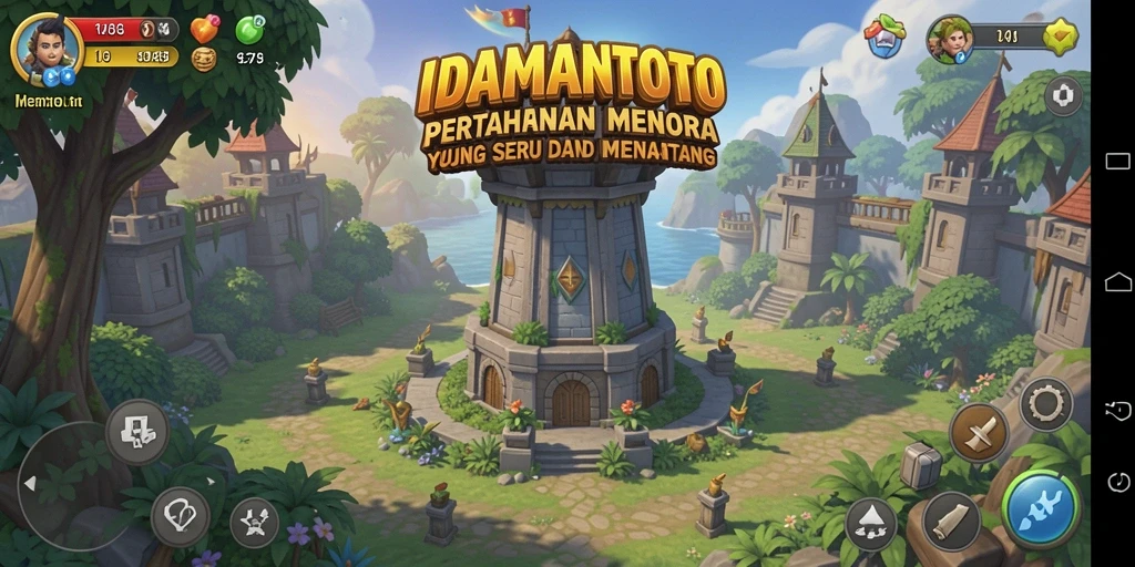 Tampilan menarik dari gameplay strategis Tower Defense IDAMANTOTO.