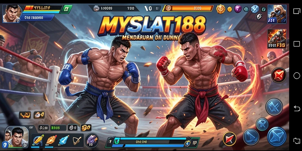 Gameplay seru dalam MYSLOT188 yang menampilkan pertarungan antara karakter.
