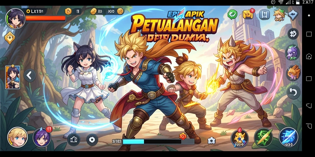 Tampilan gameplay OLX17 yang penuh aksi dan warna.