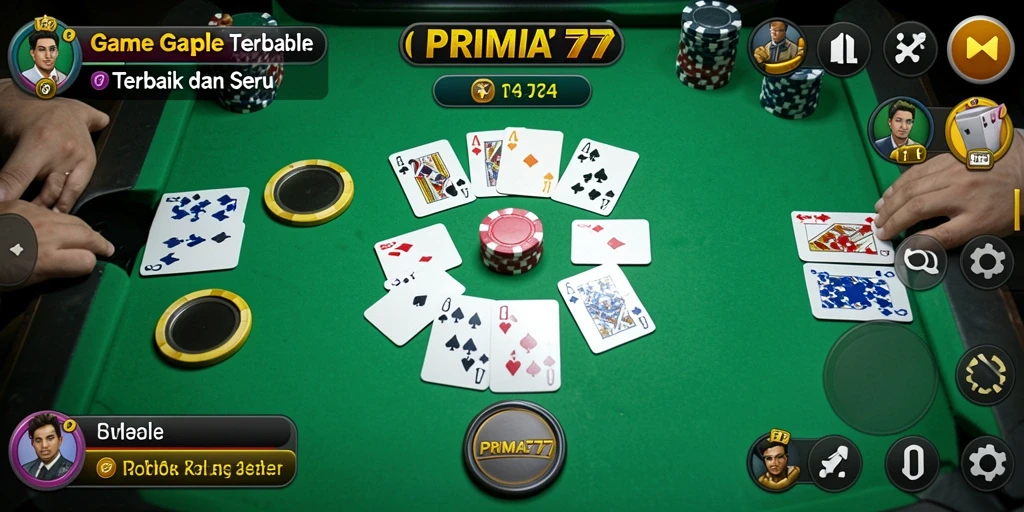 Tampilan gameplay Gaple yang seru dan menarik di PRIMA77.