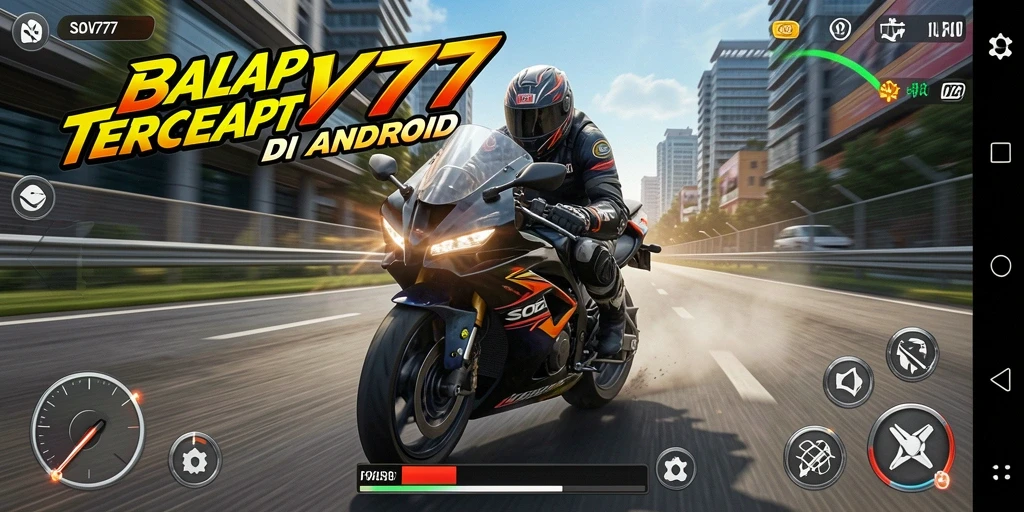 Tampilan gameplay SOV777 dengan aksi balap motor yang mendebarkan.