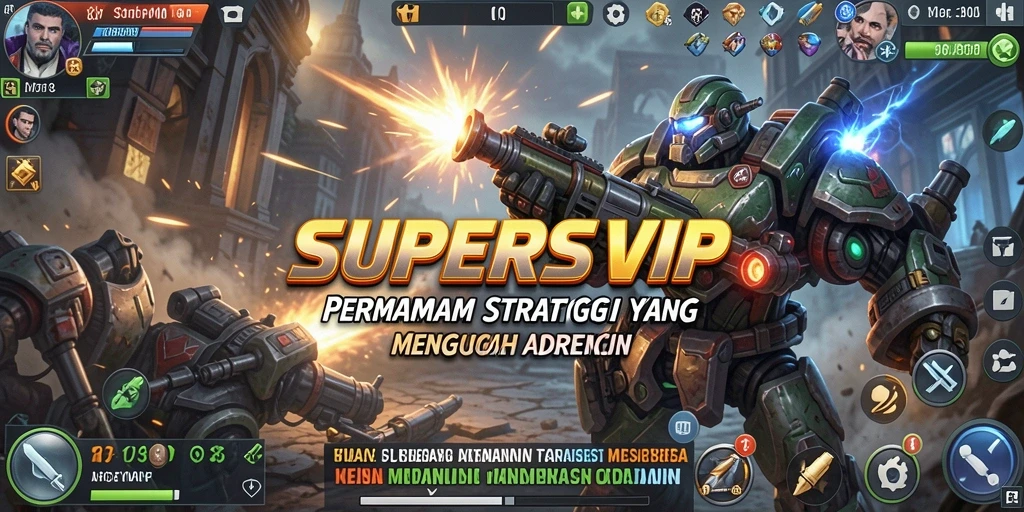 Tampilan gameplay epik dari SUPERSVIP yang penuh strategi.
