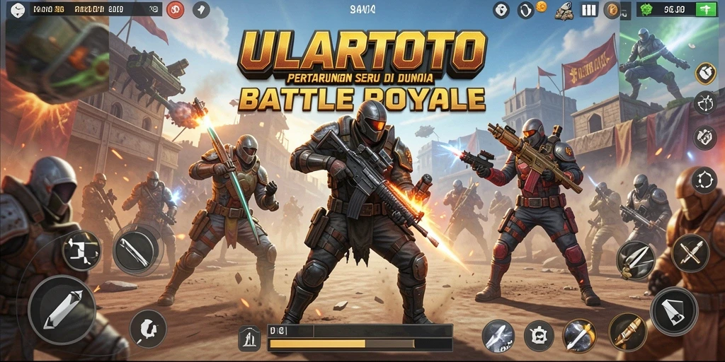 Tampilan gameplay ULARTOTO dengan aksi pertempuran menghadapi musuh.