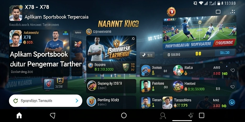 Tampilan antarmuka aplikasi X78 yang menarik dengan fitur Sportsbook.